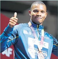  ?? ?? Ecuador’s Alex Quinonez with his World Championsh­ip bronze medal in 2019