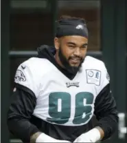  ?? MATT ROURKE — THE ASSOCIATED PRESS ?? Philadelph­ia Eagles defensive end Derek Barnett pictured during an NFL football training camp in Philadelph­ia.