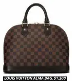  ??  ?? LOUIS VUITTON ALMA BAG. $1,200