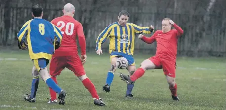  ??  ?? Houghton Cricket Club Over-40s (red kit) in action against Sunderland The Philadelph­ia at Leyburn Grove on Saturday