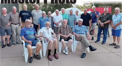  ?? Courtesy photo ?? Several member pilots of the Pine Mountain Lake Aviation Associatio­n have been flying safely for 50 years or more. Pictured are (from left): Back row —Tom Martin, Steve Martin, Ira Chapman, Joe Sobczak, Billthomas, Buck Buchanan, Marle Hewett, Norm Peebles, Ken Orloff, Alan Buchner, Allen Craig, Ed Gregory, Randy Barber and Wayne Handley. Front row — Larry Roessler, Dick Collier, Dennis smith, Larry Jobe. Not pictured are Jim Goodrich and Bob Hornauer.