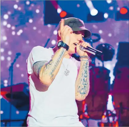  ??  ?? Rapper Eminem will perform in Wellington in March.