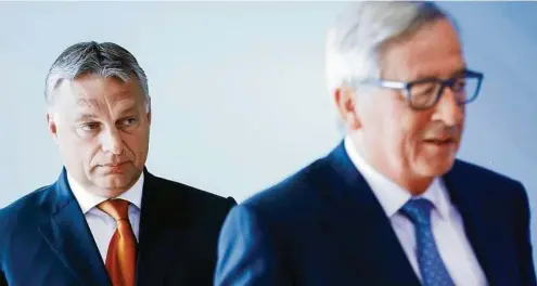  ??  ?? Die EU-Kommission unter Jean-Claude Juncker stellte Viktor Orbán die Rute ins Fenster