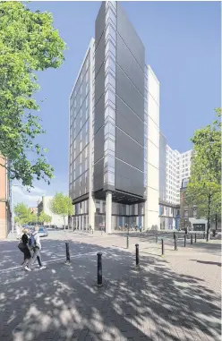  ??  ?? An artist’s impression of the Belfast Maldron Hotel, due to open next month