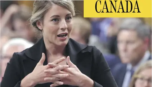  ?? FRED CHARTRAND / THE CANADIAN PRESS ?? Heritage Minister Mélanie Joly presented the Netflix agreement as a good-news investment story, but she is being savaged in Quebec media, artistic and political circles.