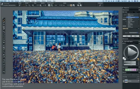  ??  ?? The new Photo Art tools use AI to convert photos to paintings, with a lot of customisat­ion available.