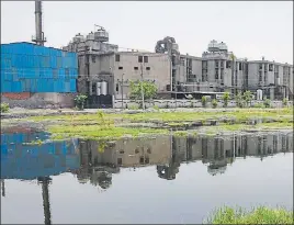  ?? HT FILE ?? Toxic industrial effluent in a vacant plot in the Industrial Focal Point area of Ludhiana.