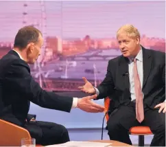  ??  ?? Boris Johnson MP (right) on BBC’s Andrew Marr Show yesterday