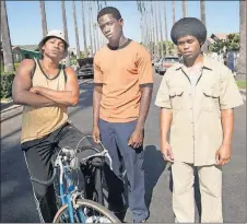  ?? MARK DAVIS PHOTOS / FX ?? From left, Malcolm Mays as Kevin, Damson Idris as Franklin, Isaiah John as Leon star in the FX series, “Snowfall.”