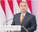  ?? ATTILA VOLGYI, ZUMA PRESS/TNS ?? Hungarian Prime Minister Viktor Orban delivers a speech at National University of Public Service in Budapest.