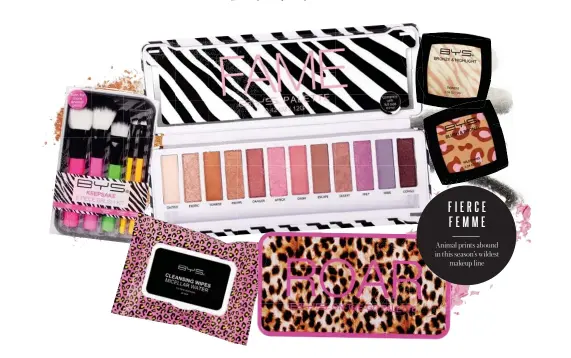  ??  ?? FIERCE FEMME
Animal prints abound in this season’s wildest makeup line