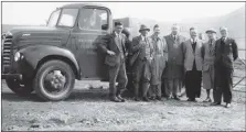  ?? ?? The 1952 photograph Ronald J Roberts shared of Howietoun and Northern Fisheries delivering fish to Auchalochy shows, from left: Alexander Shorthouse, the driver; Donald Fraser, gamekeeper; Hugh Thomson, club president; Councillor A P McGrory; Ronald Roberts, club secretary; Duncan Colville and Councillor Archibald Keith.