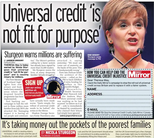  ??  ?? END MISERY Sturgeon sends message to PM