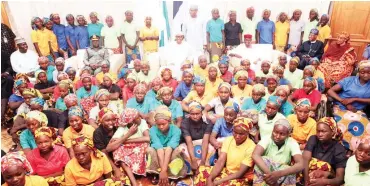  ??  ?? File picture: Chibok girls with President Muhammadu Buhari in Abuja