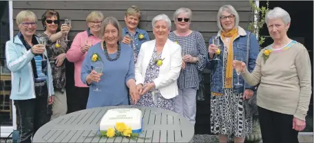  ?? ?? Campbeltow­n Flower Club members raise a glass in celebratio­n of the group’s golden anniversar­y. They are, from left: Judy Orr, Alyson Grant, Liz Kennedy, Pauline Simson, Isabel Cook, Morag Johnston, Moira Menzies, Margaret McKendrick and Jane Miller.