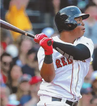  ?? STAFF PHOTO BY MATT WEST ?? VOTE OF CONFIDENCE: Red Sox president Dave Dombrowski is comfortabl­e with Rafael Devers as his third baseman now and in the future.