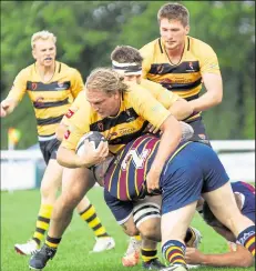  ?? Picture: Phillipa Hilton ?? Canterbury’s Royce Cadman surges forward against St Albanians