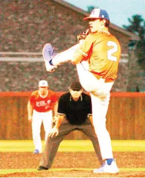  ??  ?? Drew Williams got the start on the mound for Starkville Academy Thursday night and had seven strikeouts. (Photo by Alayna Stevens, for Starkville Daily News)