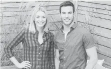  ??  ?? Sarah Keenleysid­e and Brian McCourt are the hosts of Backyard Builds, a new series on HGTV.