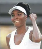  ??  ?? Venus Williams celebrates her third-round victory over Naomi Osaka of Japan.