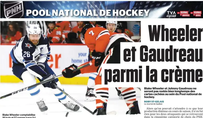  ??  ?? Blake Wheeler comptabili­se 18 buts et 57 passes jusqu’ici cette saison. PHOTO D’ARCHIVES, AFP