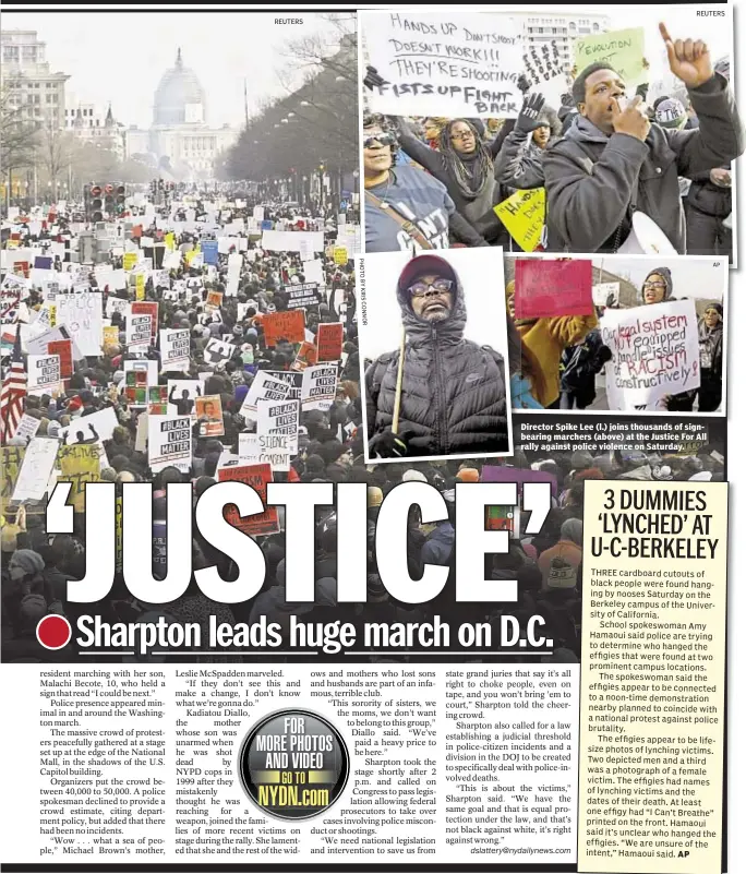  ?? REUTERS
REUTERS ?? Director Spike Lee (l.) joins thousands of signbearin­g marchers (above) at the Justice For All rally against police violence on Saturday.