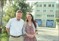  ?? Haitian Health Foundation / Contribute­d photo ?? Dr. Jeremiah Lowney, founder of the Haitian Health Foundation, and his daughter, Marilyn Lowney, executive director, outside the charity's clinic in Jérémie, Haiti.