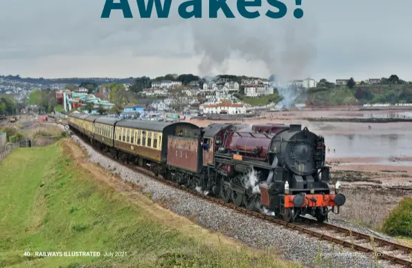  ?? (Stephen Ginn) ?? BELOW: Services on the Paignton & Dartmouth Steam Railway have also resumed, with wartime S160 Class 2-8-0 2253 OMAHA now in traffic as is evident here on April 29. The USATC loco, which has also seen service in Poland with PKP (Polish Railways), works hard up the grade away from Goodringto­n with the 1410 non-stop service to Kingswear.