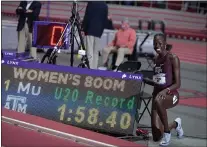  ?? ERROL ANDERSON — TEXAS A&M ATHLETICS ?? Athing Mu won the Southeaste­rn Conference 800 meters indoor title in an under-20 world record time of 1:58:40.