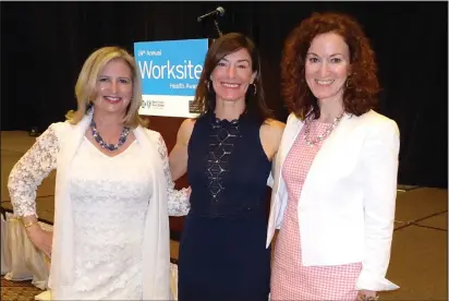  ?? Submitted photo ?? Among the principals of the 24th annual Worksite Health Awards event were, from left, Laurie White, president of the Greater Providence Chamber of Commerce; Laura Putnam, author and event keynote speaker; and Melissa Cummings, executive vice president...