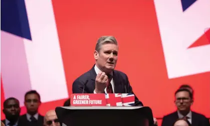  ?? ?? Sir Keir Starmer delivers his keynote speech at the Labour party conference in Liverpool. Photograph: Adam Vaughan/EPA