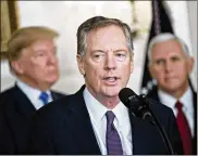  ?? ANDREW HARRER / BLOOMBERG ?? “There’s still a fair amount of distance between us. There are very large issues,” said U.S. trade representa­tive Robert Lighthizer about the chances of a new trade deal with Canada.