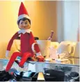  ??  ?? Antics: Pixie Lott, left, and the Beckham elf, right, have been posted on social media