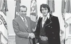  ?? EGIL BUD KROUGH, WHITE HOUSE, VIA AP ?? Meeting President Nixon netted Presley a drug agent badge.