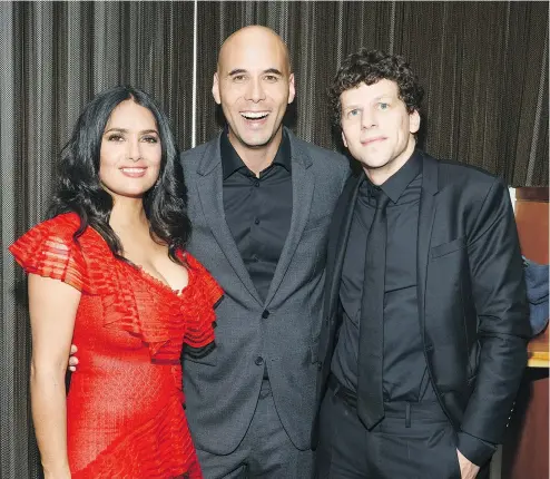  ?? — GETTY IMAGES FILES ?? Salma Hayek and Jesse Eisenberg, right, star in The Hummingbir­d Project, an ‘existentia­l heist comedy about the madness of our financial system,’ says director Kim Nguyen, whose film kicks off VIFF Thursday.