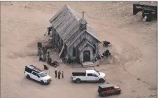 ?? AP PHOTO/JAE C. HONG ?? This aerial photo shows the movie set of “Rust” at Bonanza Creek Ranch in Santa Fe, N.M., on Oct. 23, 2021.