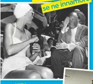  ??  ?? VITA DA STAR Qui sopra, Grace è sul set in Costa Azzurra di Cacciaal ladro ( 1954). Per la terza volta la dirige Alfred Hitchcock, all’epoca 55 anni. A destra, con Clark Gable inMogambo ( 1953).