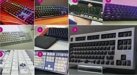  ??  ?? 1. Hyper X? RGBs. 2. TT’s Netune Elite? Yup, RGBs.
3. Cooler Master? RGB as heck.
4. Tesoro Gram X5? YOU BET RGB!
5. Tesoro Gram Spectrum? RG... Oh, wait. No!
6. Epic Gear also eschews RGB - yay!
7. Varmilo’s Panda keyboard is aptly named...
8....