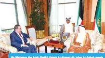  ??  ?? His Highness the Amir Sheikh Sabah Al-Ahmad Al-Jaber Al-Sabah meets with former Minister of Finance in the Republic of Iraq Hoshyar Mahmoud Zebari.