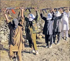 ??  ?? Obama was nice, but their recruitmen­t still rose: Members of the Pakistani Taliban run exercises along the Pakistan-Afghanista­n border.