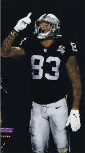  ?? DAVID BECKER — THE ASSOCIATED PRES ?? Tight end Darren Waller will set the Raiders record for catches in a season with seven on Sunday against Denver.