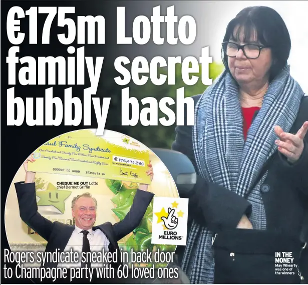  ??  ?? CHEQUE ME OUT Lotto chief Dermot Griffin IN THE MONEY May Whearty was one of the winners