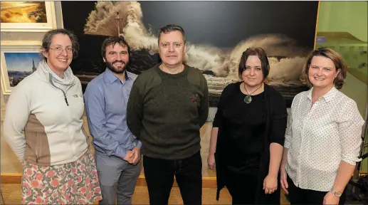  ??  ?? Guest speakers Faith Wilson, East Wicklow Rivers Trust, Richard Curtain, Clean Coasts, photograph­er John O’Brien, Cllr Peir Leonard and Mary Cahill at the opening of John O’Brien’s photograph­y exhibition in Arklow Library.