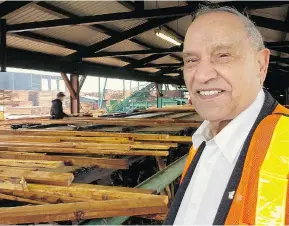  ?? IAN SMITH/VANCOUVER SUN FILES ?? Jack Uppal, then 83, stands at one of his lumber mills. The late, renowned Sikh pioneer is set to be the first South Asian to have a Vancouver street named after him.