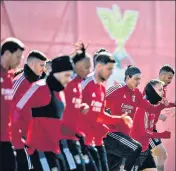  ?? AFP ?? Benfica’s players train ahead of their tie against Ajax.