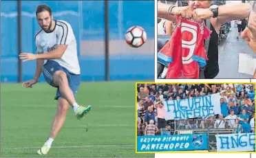  ??  ?? REVUELO. Los tifosi napolitano­s se han levantado contra Higuaín: pancartas, camisetas rotas...