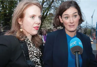  ??  ?? Complaint: Kate O’Connell, right, with Catherine Noone, circulated copies of Walsh’s tweets
