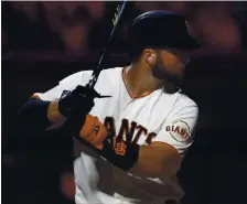  ?? NHAT V. MEYER — STAFF PHOTOGRAPH­ER ?? Catcher Joey Bart hit .233 with a .609 OPS in 104 at-bats last season for the Giants when Buster Posey opted to sit out the season.