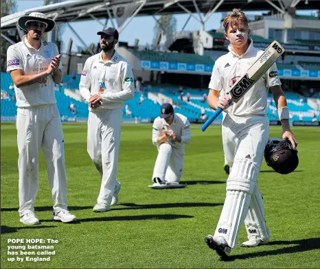  ?? Picture: CHARLIE CROWHURST ?? POPE HOPE: The young batsman has been called up by England