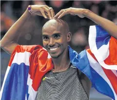  ?? REUTERS ?? Great Britain’s Mo Farah celebrates winning the men’s 5000m race.